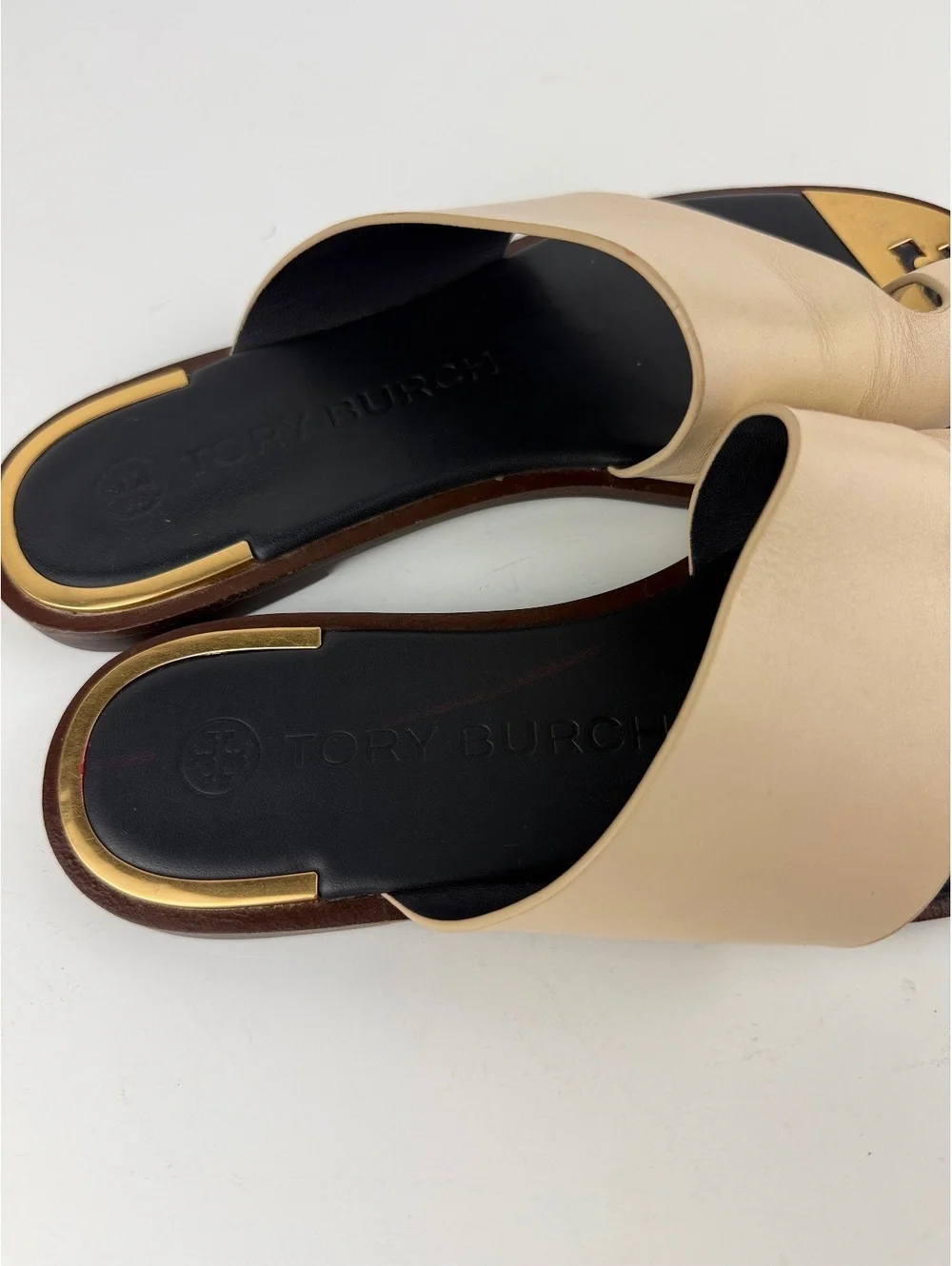 Tory Burch Selby Toe-Ring Leather Slide Sandals Dulce de Leche Size 7.5